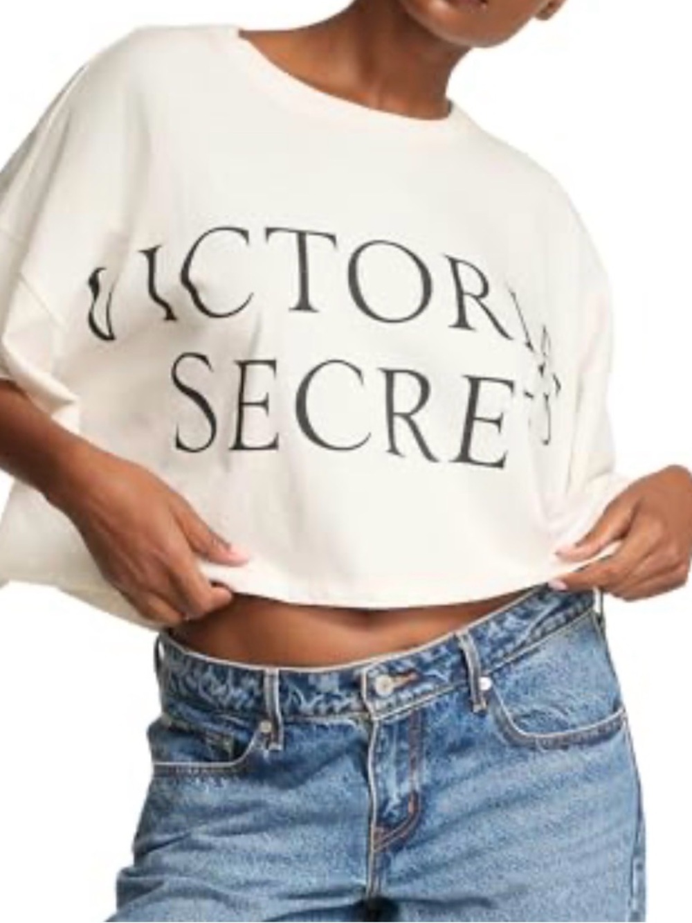 Victoria's Secret white  Cropped Logo Tee